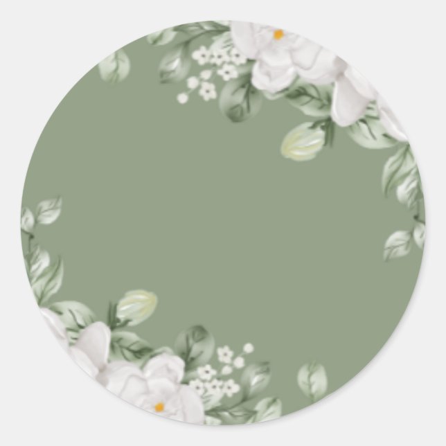 Sticker Rond Sceau de mariage botanique vert sauge élégant (Devant)