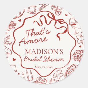 Sticker Rond Sceau de Mariage Italien Amore Pâtes