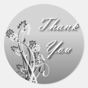 Sticker Rond Sceau de Merci - Argent, noir et blanc