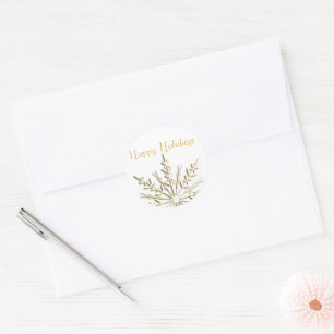 Sticker Rond Sceau de neige Gold Happy Holidays Enveloppe Seals