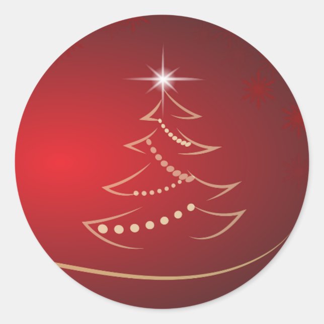 Sticker Rond Sceau de Noël rouge et or (Devant)