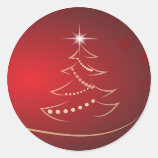 Sticker Rond Sceau de Noël rouge et or