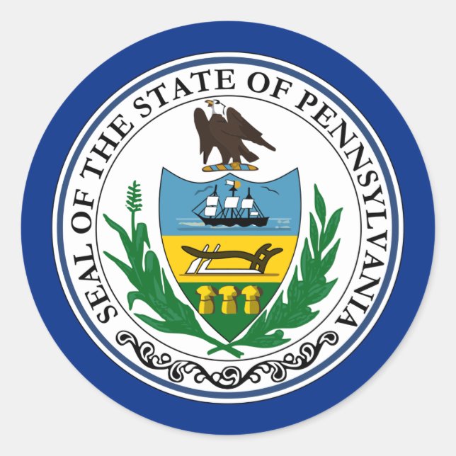 Sticker Rond Sceau de Pennsylvanie, Sceau de Pennsylvanie (Devant)