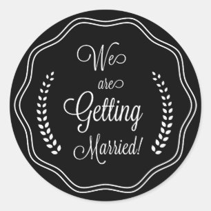 Sticker Rond Sceau de script noir joli Enregistrer la date