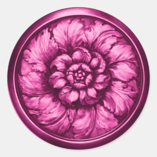 Sticker Rond Sceau de style baroque vintage en relief Rouge 6