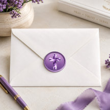 Sceau d'enveloppe à croix violette métallique