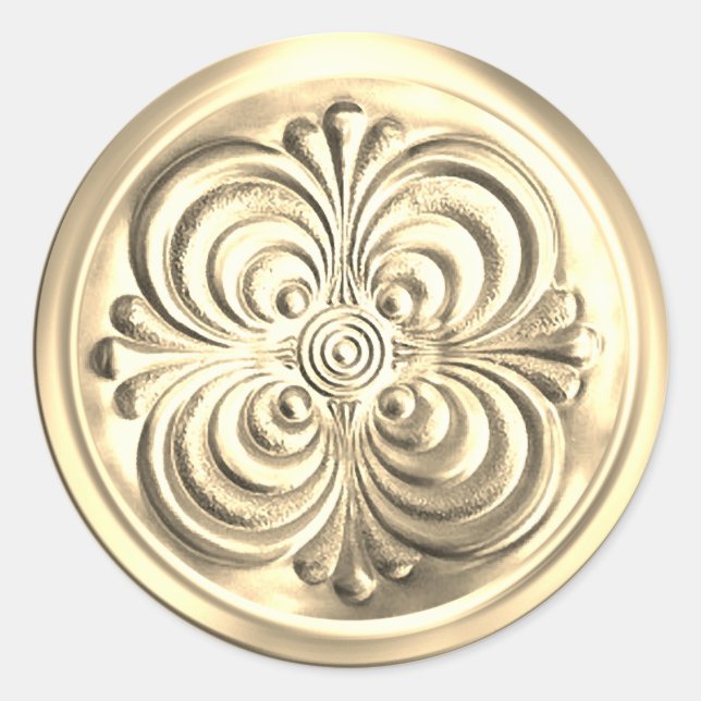 Sticker Rond Sceau d'enveloppe brillant or (Devant)