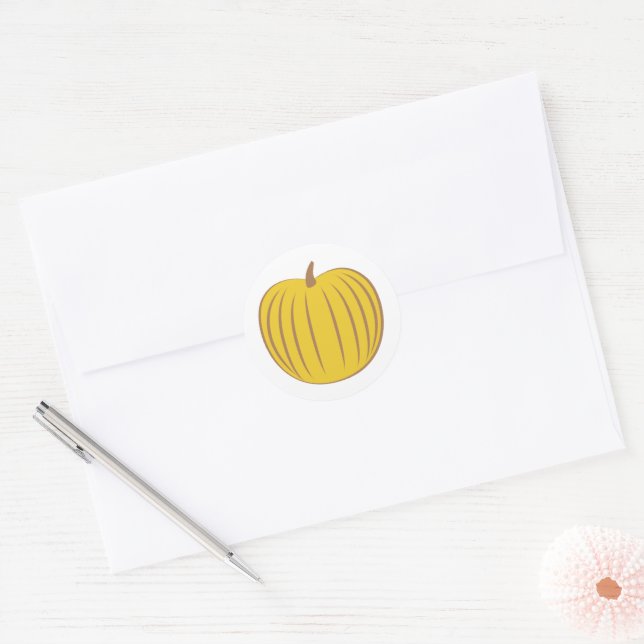 Sticker Rond Sceau d'enveloppe Citrouille en or jaune (Enveloppe)