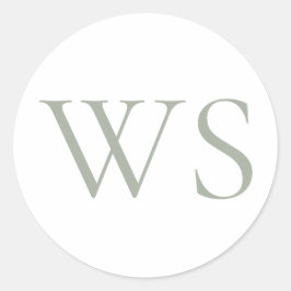 Sticker Rond Sceau d'enveloppe classique vert sauge monogramme