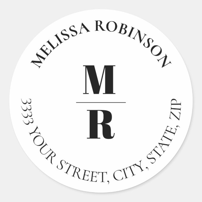 Sticker Rond Sceau d'enveloppe d'adresse de retour de monogramm (Devant)