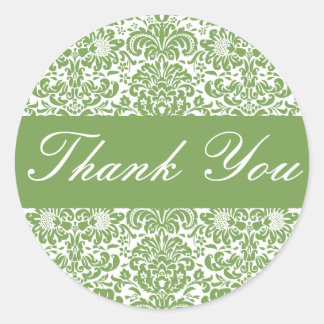 Sticker Rond Sceau d'enveloppe Damask Merci