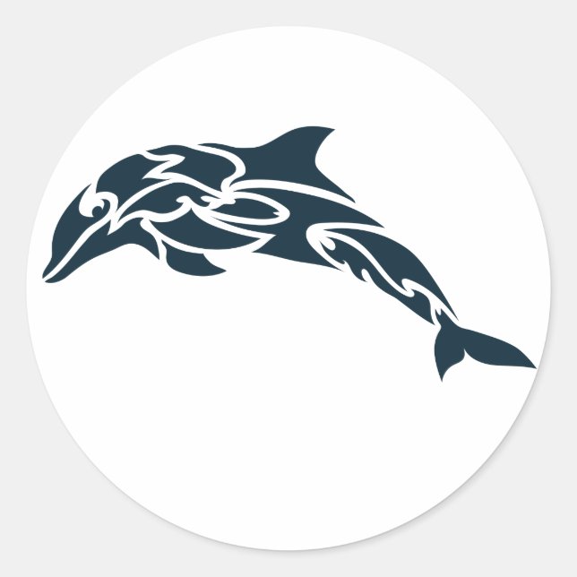 Sticker Rond Sceau d'enveloppe dauphin (Devant)