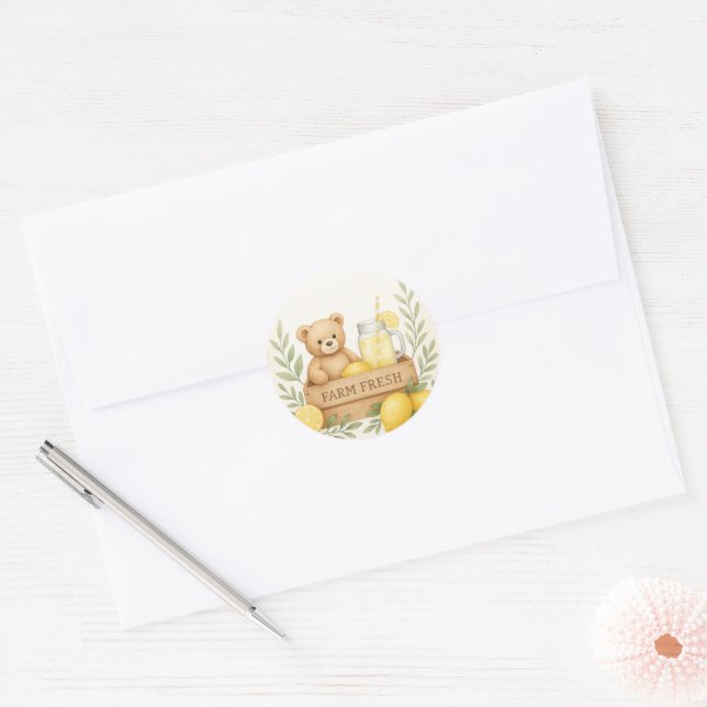 Sticker Rond Sceau d'enveloppe de Baby shower citron (Enveloppe)