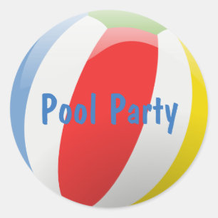 Sticker Rond Sceau d'enveloppe de Beach Ball Party