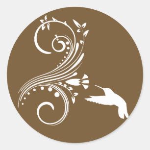 Sticker Rond Sceau d'enveloppe de colibri au chocolat