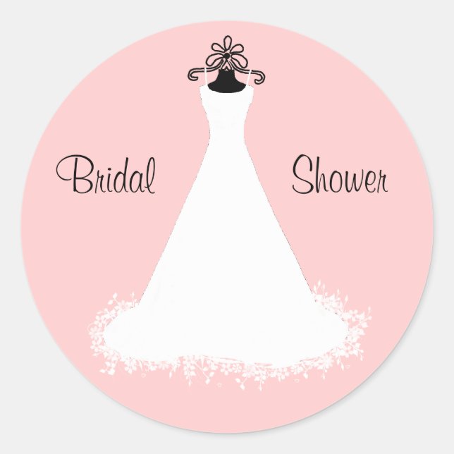 Sticker Rond Sceau d'enveloppe de Fête des mariées rose et blan (Devant)
