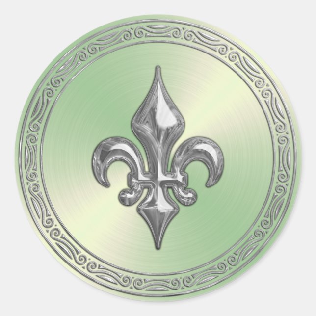 Sticker Rond Sceau d'enveloppe de feuilles vertes et fleur de L (Devant)