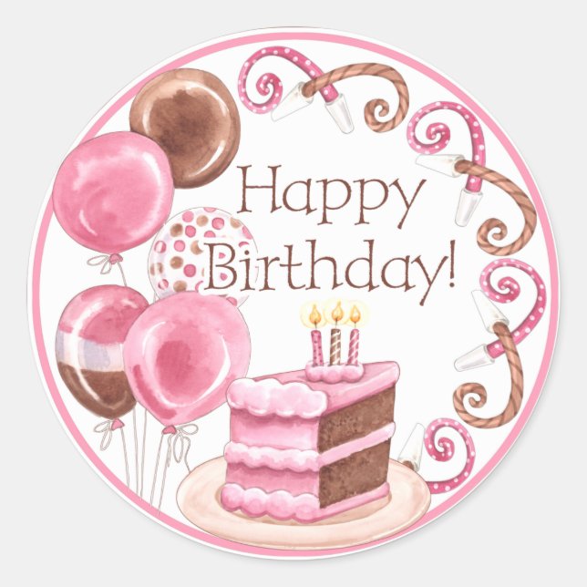 Sticker Rond Sceau d'enveloppe de gâteau d'anniversaire (Devant)