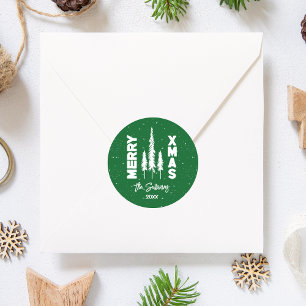 Sticker Rond Sceau d'enveloppe de Joyeux vert et blanc
