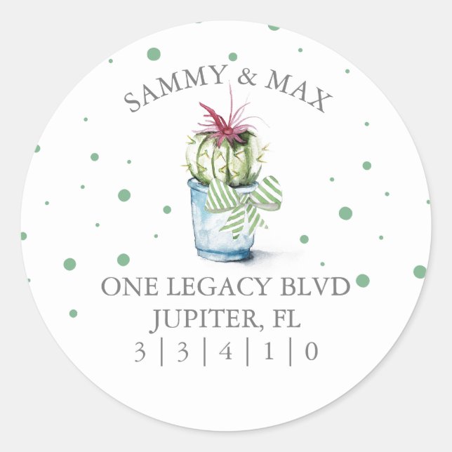 Sticker Rond Sceau d'enveloppe de l'adresse de retour Cactus mi (Devant)