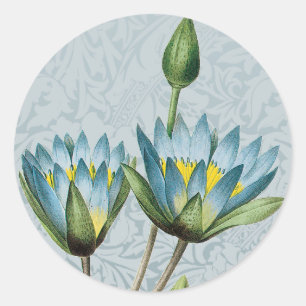 Sticker Rond Sceau d'enveloppe de lotus Floral Bleu