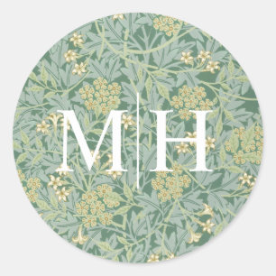 Sticker Rond Sceau d'enveloppe de mariage à monogramme floral v