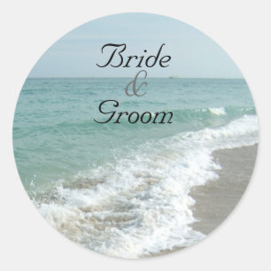Sticker Rond Sceau d'enveloppe de mariage de plage