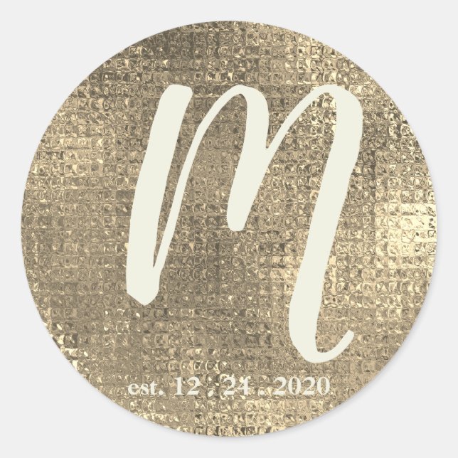 Sticker Rond Sceau d'enveloppe de Mariage métallique or (Devant)