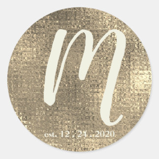 Sticker Rond Sceau d'enveloppe de Mariage métallique or