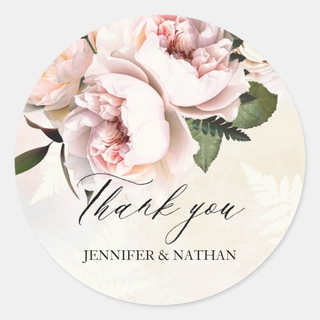 Sticker Rond Sceau d'enveloppe de Mariage rose pâle (Devant)