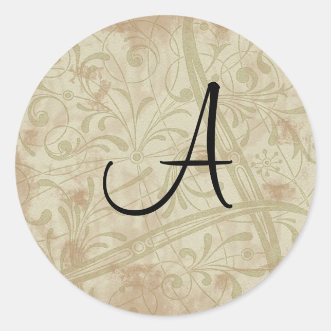 Sticker Rond Sceau d'enveloppe de monogramme de perle (Devant)
