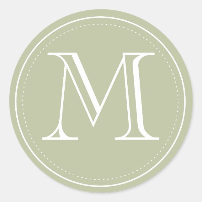 Sticker Rond Sceau d'enveloppe de monogramme d'olive par imprim (Devant)