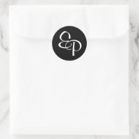 Sceau d'enveloppe de monogramme noir blanc
