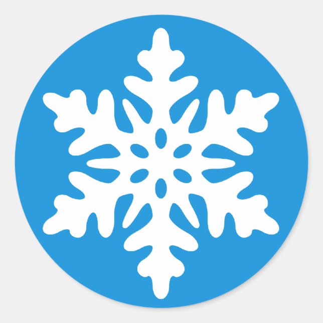 Sticker Rond Sceau d'enveloppe de Noël bleu avec flocon de neig (Devant)
