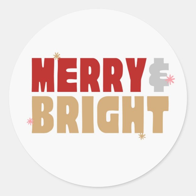 Sticker Rond Sceau d'enveloppe de Noël joyeux et brillant (Devant)