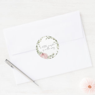 Sticker Rond Sceau d'enveloppe de petit Citrouille rose
