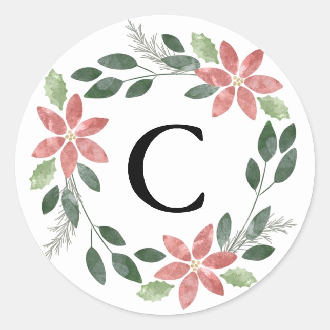 Sticker Rond Sceau d'enveloppe de vacances florales (Devant)