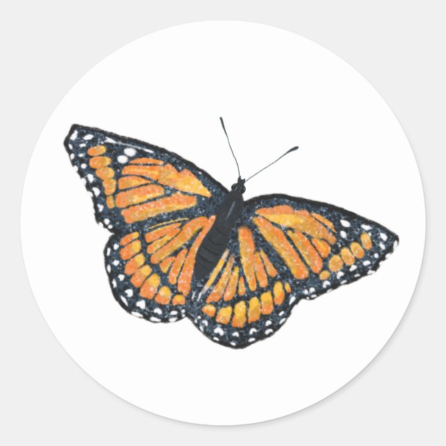 Sticker Rond Sceau d'enveloppe d'or Monarque papillon (Devant)