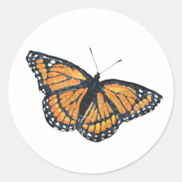 Sticker Rond Sceau d'enveloppe d'or Monarque papillon