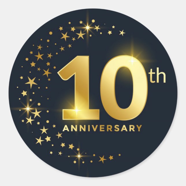 Sticker Rond Sceau d'enveloppe du 10e anniversaire (Devant)