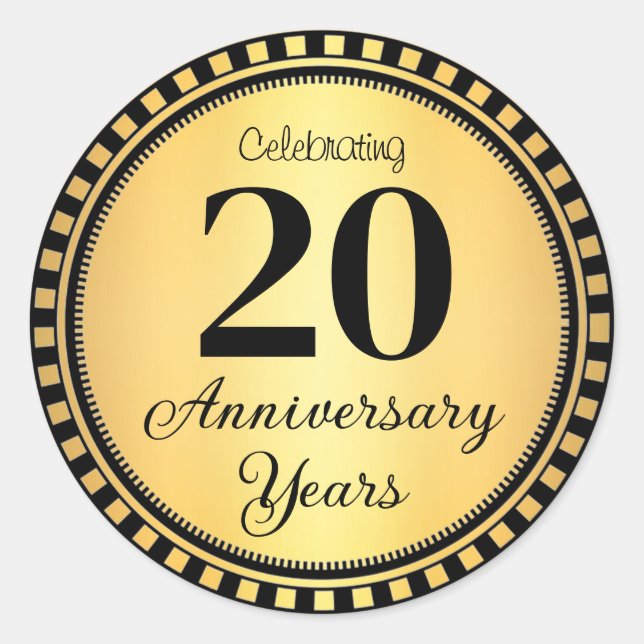 Sticker Rond Sceau d'enveloppe du 20e anniversaire (Devant)