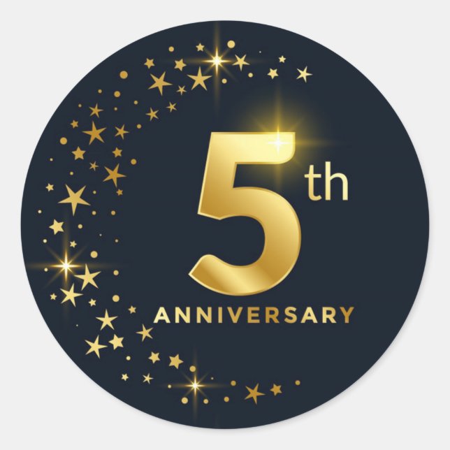 Sticker Rond Sceau d'enveloppe du 5e anniversaire (Devant)