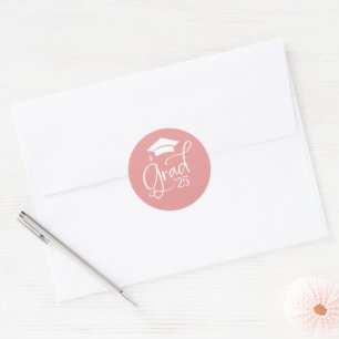 Sticker Rond Sceau d'enveloppe Dusty Pink White Grad Script 202