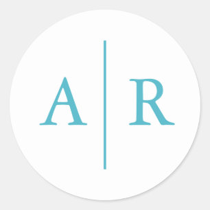 Sticker Rond Sceau d'enveloppe élégant minimal turquoise, Maria