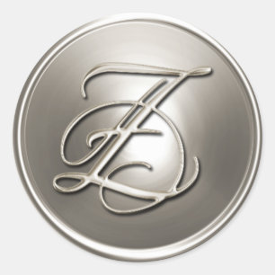 Sticker Rond Sceau d'enveloppe en argent Monogramme Z