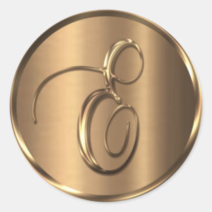 Sticker Rond Sceau d'enveloppe en bronze monogramme E non MÉTAL