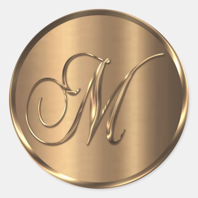 Sticker Rond Sceau d'enveloppe en bronze monogramme M non METAL (Devant)