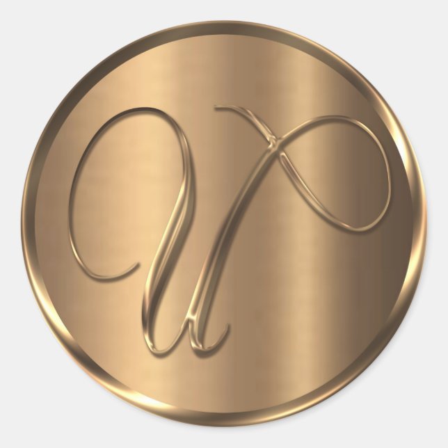Sticker Rond Sceau d'enveloppe en bronze monogramme U non METAL (Devant)
