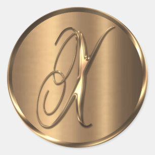 Sticker Rond Sceau d'enveloppe en bronze monogramme X non METAL