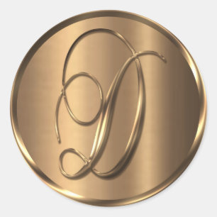 Sticker Rond Sceau d'enveloppe en bronze non MÉTALLIQUE Monogra